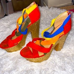 Women’s Multi- Color Gold Sequence Heels